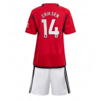 Camiseta Manchester United Christian Eriksen #14 Primera Equipación para niños 2023-24 manga corta (+ pantalones cortos)